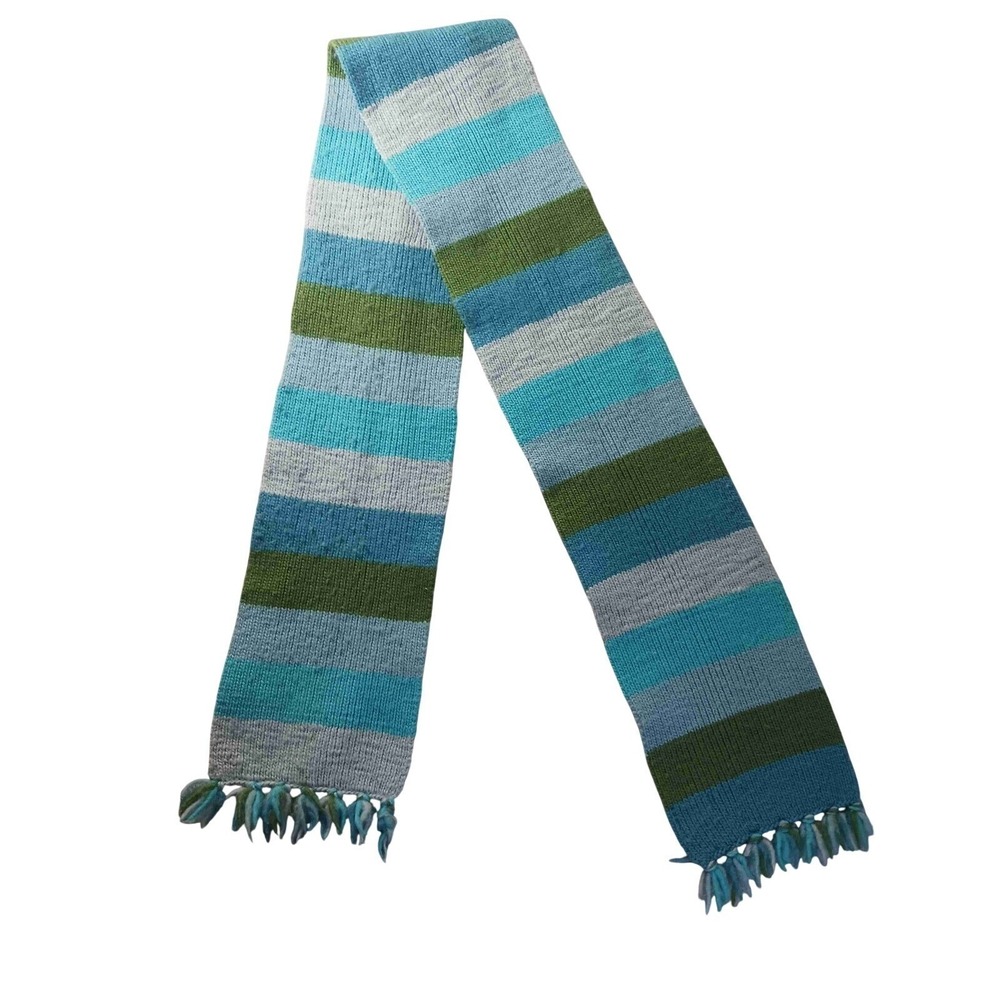 American Eagle Outfitters Striped 100% Merino Wool Scarf Fringe Unisex Accessory